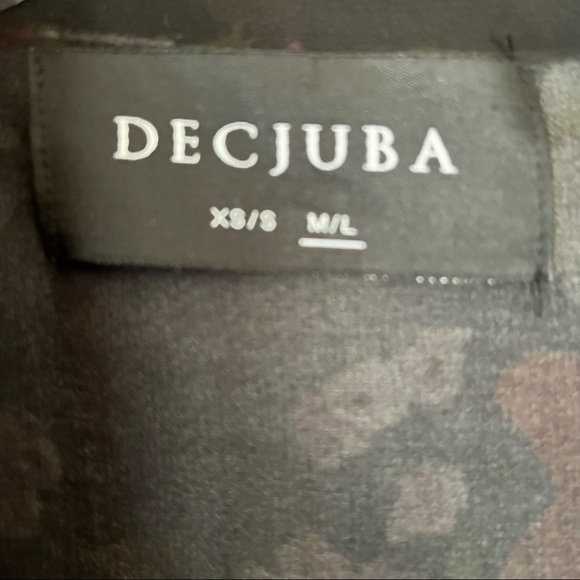 🌱 DECJUBA Sz M-L  Floral Black Kimono Duster Jacket Coat - Picture 4 of 7